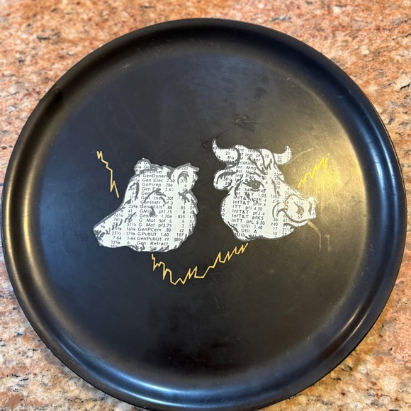 Vtg Couroc Bull and‎ Bear Stock Market Plate Wall Street Finance 70s Mid Century - Picture 3 of 5